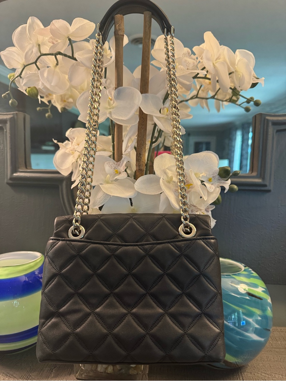 Kate Spade Quilted Black Chain-Handle Shoulder Bag with Turn Lock - Picture 2 of 6